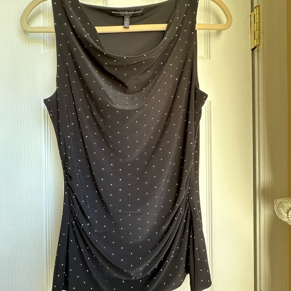 White House Black Market Black Tank with Sparkly Silver Dots